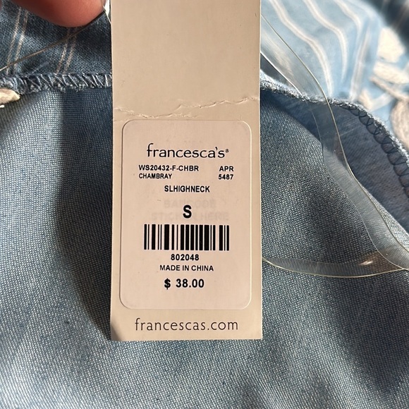 Harper Heritage Francesca’s Blue White Embroidered Baby Doll Tank Size Small NWT - Picture 9 of 11